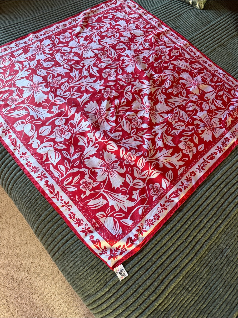 Adrienne Vittadini Red and White Floral Silk Scarf